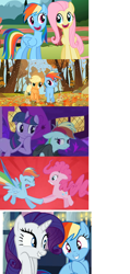 Size: 626x1316 | Tagged: safe, derpibooru import, screencap, applejack, fluttershy, pinkie pie, rainbow dash, rarity, twilight sparkle, earth pony, pegasus, pony, unicorn, a canterlot wedding, fall weather friends, griffon the brush off, may the best pet win, read it and weep, laughingmares.jpg, mane six, rainbow dash gets all the mares