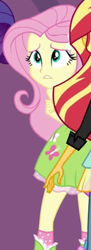 Size: 184x504 | Tagged: safe, screencap, fluttershy, sunset shimmer, equestria girls, friendship games, cropped