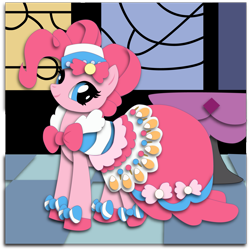 Size: 1867x1865 | Tagged: safe, artist:the-paper-pony, pinkie pie, earth pony, pony, clothes, dress, gala dress, solo