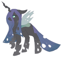 Size: 926x863 | Tagged: safe, artist:melly-fox, maud pie, queen chrysalis, oc, oc:replica, changeling, changeling queen, female, floppy ears, fusion, simple background, solo, transparent background