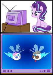 Size: 563x800 | Tagged: safe, artist:trini-mite, starlight glimmer, oc, oc:tony-mite, oc:trini-mite, pony, exploitable meme, meme, obligatory pony, television, tv meme, twittermite, vector