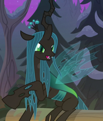 Size: 610x718 | Tagged: safe, screencap, queen chrysalis, changeling, changeling queen, frenemies (episode), cropped, female, sitting, solo