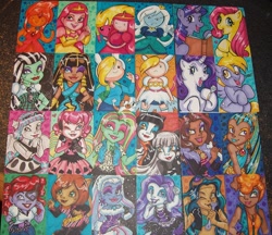 Size: 1389x1200 | Tagged: safe, artist:marybellamy, derpy hooves, fluttershy, rarity, twilight sparkle, gargoyle, pegasus, pony, robot, unicorn, werewolf, abbey bominable, adventure time, clawd wolf, clawdeen wolf, cleo de nile, draculaura, female, fionna, fionna the human, frankenstein, frankie stein, ice queen, mare, meowlody, monster high, mummy, nefera de nile, operetta, princess bubblegum, purrsephone, robecca steam, rochelle goyle, snow monster, spectra vondergeist, toralei stripe, venus mcflytrap, werecat