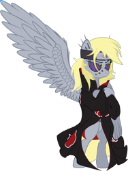 Size: 776x1030 | Tagged: dead source, safe, artist:holsternicholson, artist:macethebarrowslord, edit, derpy hooves, pegasus, pony, akatsuki, female, mare, naraka path, naruto, pain (naruto), solo