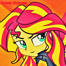 Size: 1100x1100 | Tagged: safe, artist:quanxaro, sunset shimmer, equestria girls, clothes, female, solo, two toned hair