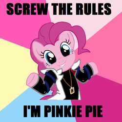 Size: 720x720 | Tagged: safe, pinkie pie, earth pony, pony, meme, seto kaiba, yu-gi-oh!, yugioh abridged