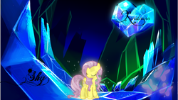 Size: 1920x1080 | Tagged: safe, artist:klon3, fluttershy, pegasus, pony, crystal, crystal heart, crystallized, cutie mark, vector, wallpaper