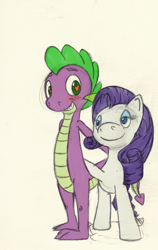 Size: 1223x1931 | Tagged: safe, artist:thepiplup, rarity, spike, dragon, pony, unicorn, blushing, female, heart eyes, looking at each other, male, mare, shipping, sparity, straight, wingding eyes