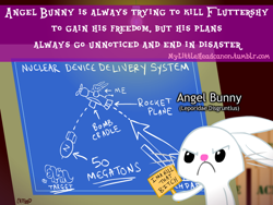 Size: 800x600 | Tagged: safe, artist:catfood-mcfly, angel bunny, fluttershy, pegasus, pony, acme, angel is a bunny bastard, blueprint, headcanon, mylittleheadcanon, plan, sign, vulgar