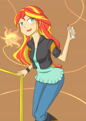 Size: 4794x6779 | Tagged: safe, artist:窄门3o3, sunset shimmer, equestria girls, absurd resolution, human coloration, pixiv, solo, sun, sunshine shimmer