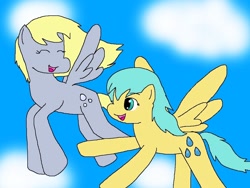 Size: 1024x768 | Tagged: safe, artist:aurorawolf7, derpy hooves, sunshower raindrops, pegasus, pony, female, mare