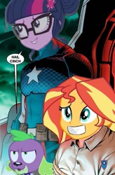 Size: 615x938 | Tagged: safe, principal abacus cinch, sci-twi, spike, spike the regular dog, sunset shimmer, twilight sparkle, dog, equestria girls, friendship games, captain america, captain hydra, comic book, hail hydra, marvel, meme