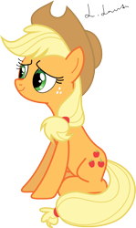 Size: 588x989 | Tagged: safe, artist:und34d951, applejack, earth pony, pony, simple background, sitting, smiling, solo, transparent background, vector