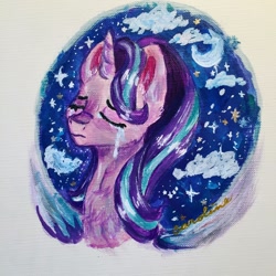 Size: 1024x1024 | Tagged: safe, artist:twilydork, starlight glimmer, pony, unicorn, crying, solo, traditional art