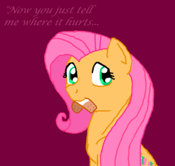 Size: 568x538 | Tagged: safe, artist:etech, fluttershy, pegasus, pony, bandage, female, mare, pink mane, yellow coat