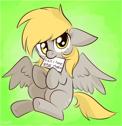 Size: 881x908 | Tagged: safe, artist:crocelif, derpy hooves, pegasus, pony, cute, female, mare, mouth hold, solo