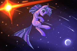 Size: 1200x800 | Tagged: safe, artist:eshredder, derpibooru import, twilight sparkle, unicorn twilight, unicorn, solo, space