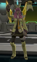 Size: 319x529 | Tagged: safe, fluttershy, clothes, female, humanized, phantasy star, pink hair, pso2, solo