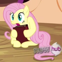 Size: 451x452 | Tagged: safe, screencap, fluttershy, pegasus, pony, magic duel, book, golden oaks library, scared