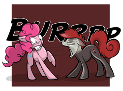 Size: 1280x944 | Tagged: safe, artist:secoh2000, pinkie pie, oc, oc:coke pony, earth pony, food pony, original species, pony, burp, female, mare, monster mare, soda pony, sound effects