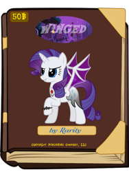 Size: 600x800 | Tagged: safe, rarity, pony, undead, unicorn, vampire, vampony, luna eclipsed, book, book cover meme, exploitable meme, meme, raricorn, solo, wings