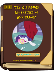 Size: 600x800 | Tagged: safe, rarity, pony, unicorn, book, book cover meme, exploitable meme, sleep mask, solo, superhero