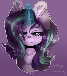 Size: 395x448 | Tagged: safe, artist:nikitasmirnovv, starlight glimmer, pony, unicorn, bust, glowing horn, portrait, solo