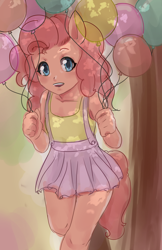 Size: 600x927 | Tagged: safe, artist:jemaica, pinkie pie, balloon, eared humanization, humanized, pony coloring, solo, tailed humanization