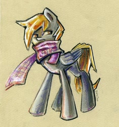 Size: 640x680 | Tagged: safe, artist:maytee, derpy hooves, pegasus, pony, clothes, female, mare, scarf, solo, traditional art