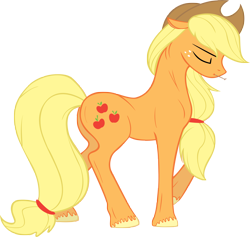 Size: 6341x6000 | Tagged: safe, artist:bri-sta, artist:perinigricon, applejack, earth pony, pony, absurd resolution, eyes closed, realistic, simple background, solo, transparent background, unshorn fetlocks