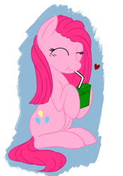 Size: 785x1121 | Tagged: safe, artist:luckynchance, pinkie pie, earth pony, pony, drinking, heart, juice, juice box, pinkamena diane pie, sitting, solo