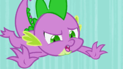 Size: 853x480 | Tagged: safe, screencap, rarity, spike, dragon, pony, unicorn, secret of my excess, animated, crying, falling, fire ruby