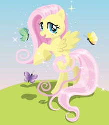 Size: 2012x2312 | Tagged: safe, artist:monsterswonderland, fluttershy, butterfly, pegasus, pony, female, mare, solo