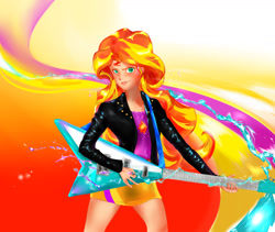 Size: 1900x1600 | Tagged: safe, artist:facundoakira, sunset shimmer, equestria girls, flying v, guitar, human coloration, solo, sunset shredder