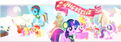 Size: 1000x350 | Tagged: safe, derpibooru import, applejack, fluttershy, pinkie pie, rainbow dash, rarity, spike, twilight sparkle, dragon, earth pony, pegasus, pony, unicorn, equestria daily, mane seven, mane six