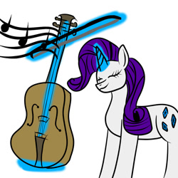 Size: 1000x1000 | Tagged: safe, artist:rainrunnerhun, rarity, pony, unicorn, cello, magic, music, music notes, musical instrument, playing, solo, telekinesis