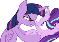 Size: 5564x3977 | Tagged: safe, artist:frownfactory, starlight glimmer, twilight sparkle, twilight sparkle (alicorn), alicorn, pony, unicorn, a royal problem, .svg available, absurd resolution, female, simple background, svg, transparent background, vector