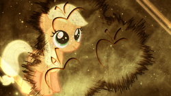 Size: 1920x1080 | Tagged: safe, artist:lktronikamui, applejack, earth pony, pony, filly, wallpaper, younger