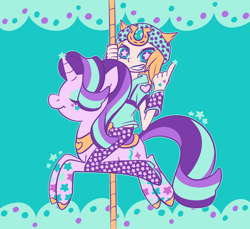 Size: 1024x939 | Tagged: safe, artist:zooexorcist, starlight glimmer, human, pony, unicorn, carousel, crossover, johnny joestar, jojo's bizarre adventure, starry eyes, wingding eyes