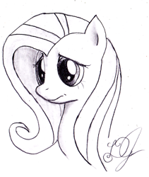 Size: 1276x1512 | Tagged: safe, artist:dj-black-n-white, fluttershy, pegasus, pony, monochrome, solo, traditional art