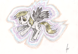 Size: 2251x1571 | Tagged: safe, artist:ulisesdarklight, derpy hooves, pegasus, pony, female, mare, solo, traditional art