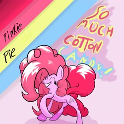 Size: 5000x5000 | Tagged: safe, artist:rozen-junk, pinkie pie, earth pony, pony, absurd resolution, alternate hairstyle, long mane, solo, text