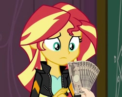 Size: 810x640 | Tagged: safe, sunset shimmer, equestria girls, friendship games, exploitable meme, fistful of yen, meme