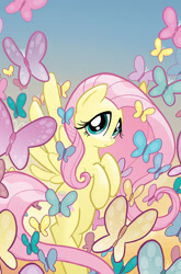 Size: 527x800 | Tagged: safe, artist:tonyfleecs, idw, fluttershy, butterfly, pegasus, pony, comic, cover, micro-series