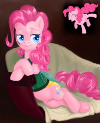 Size: 654x800 | Tagged: safe, artist:countcarbon, pinkie pie, earth pony, pony, clothes, pretty, sofa