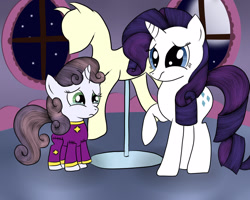 Size: 1250x1000 | Tagged: safe, artist:twojapacha, rarity, sweetie belle, pony, unicorn, clothes, crying, mannequin