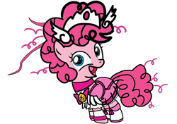 Size: 1024x719 | Tagged: safe, artist:omegaridersangou, pinkie pie, earth pony, pony, cure happy, precure, pretty cure, smile precure, solo, young