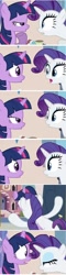 Size: 232x960 | Tagged: safe, derpibooru import, rarity, twilight sparkle, pony, unicorn, duo, duo female, female, mare, multicolored mane, out of context, purple coat, purple mane, white coat