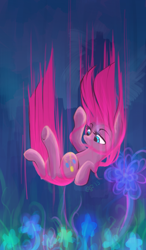 Size: 700x1200 | Tagged: safe, artist:renaifoxi, pinkie pie, earth pony, pony, falling, glow, pinkamena diane pie, solo