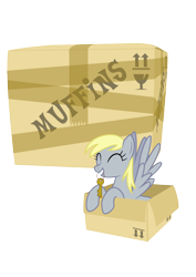 Size: 724x1024 | Tagged: safe, artist:ranmasayo, derpy hooves, pegasus, pony, cardboard box, female, mare, solo